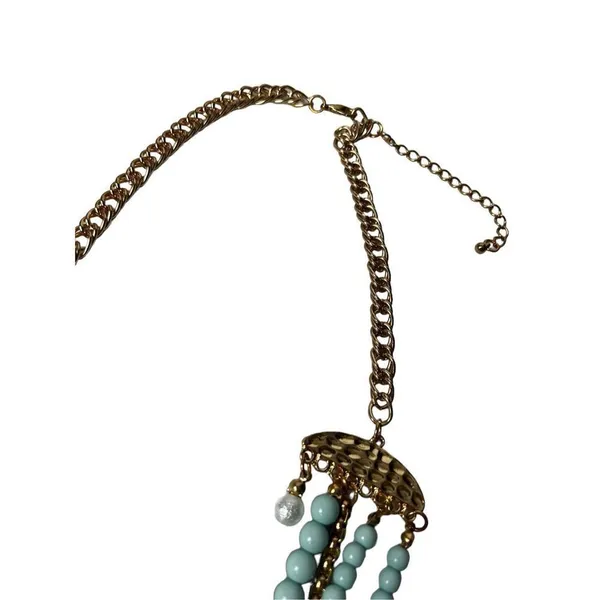 Turquose and faux pearl 5 layer statement necklace - Image 9