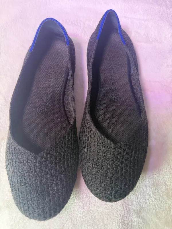 Rothy's Black Knit Ballet Flat with Blue Accent - Image 8