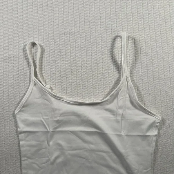 Women's Crop Cami Tank Top White Size XS Spaghetti Strap Scoop Neck Basic - Image 3