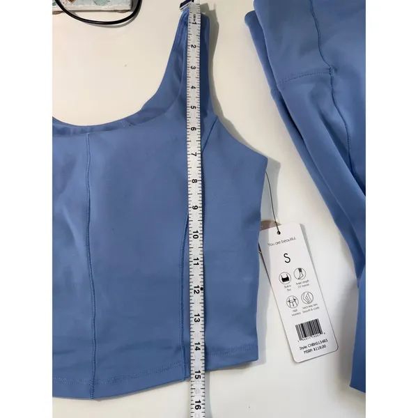 Harmony & Balance Blue Activewear Set Crop Top High Waist Leggings NWT‎ Small - Image 10