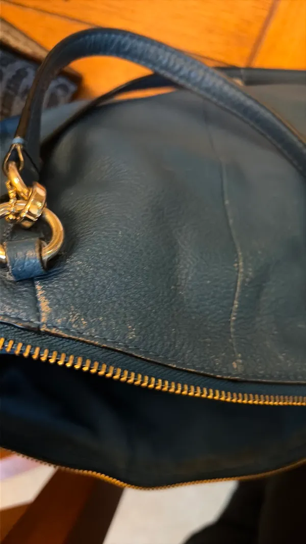 Coach Blue PebbledLeather Shoulder or crossbody bag with silver hardware - Image 12