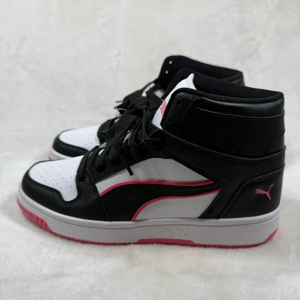 Puma Rebound V6 Womens 8.5 High Top Sneakers Black White Pink 403462-02 - Image 8