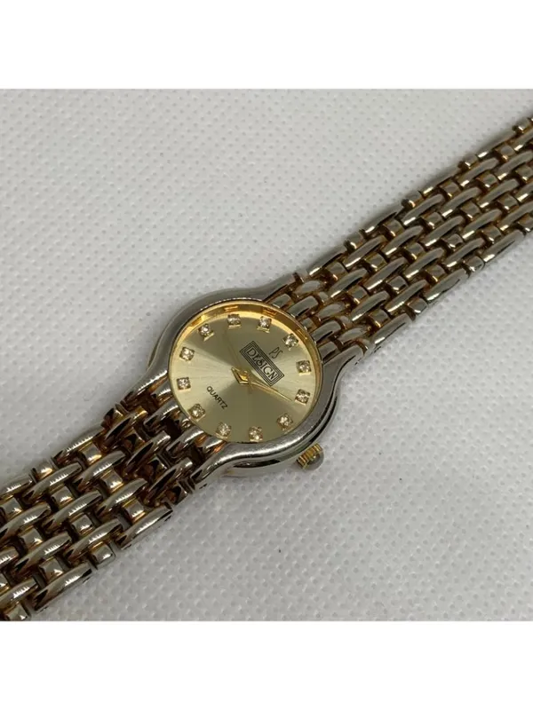 Vintage PS Design women watch gold tone quartz 24mm links bracelet 7.3” running - Image 8