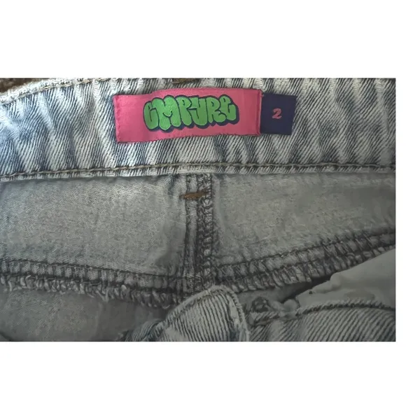 Empyre Cargo Jeans Womens 2 Light Wash Baggy Wide Leg‎ Y2K Skate Denim Pants - Image 3