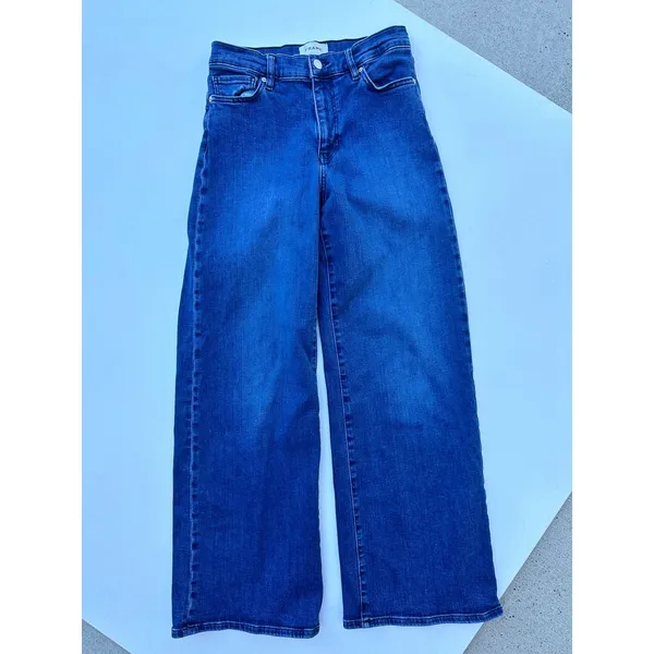 FRAME Le Slim Palazzo High Rise Wide Leg Jeans Thunderstorm Blue Size 28 - Image 2