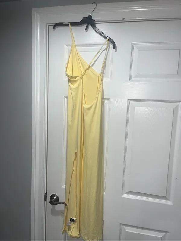 SHEIN Pale Yellow One-Shoulder Slip Midi Dress - Image 2