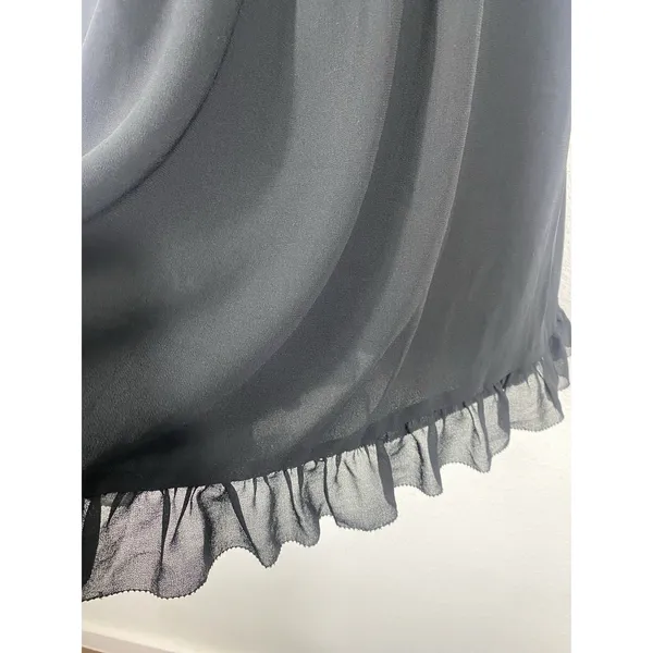 Aritzia Wilfred Black Smocked Mini Dress with Ruffle Hem Size M - Image 4