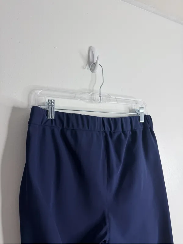 NEW T By Talbots Luxe Comfort Straight Leg Travel Pants Ankle Zipper Navy Medium - Image 9