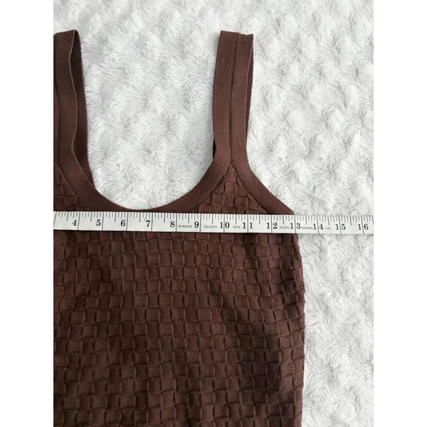 Abercrombie & Fitch Brown Checkered Knit Scoop Neck Classic Preppy Tank Top S - Image 6