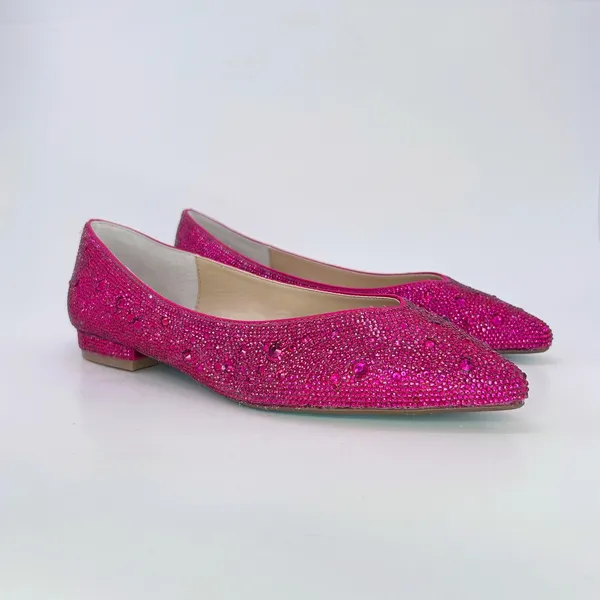 Betsey Johnson SB-Jude Ballet Flats 8.5 Pink Rhinestone Pointed Toe Wedding NWOB - Image 3
