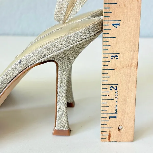 Nine West Shiny Ankle Strap Sandals Heels Silver Glitter Women’s Size 7.5 M - Image 9