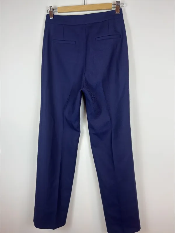 Sézane Phil Trousers Navy Wool Blend High Rise Wide Leg Pants FR 34 US 2 - Image 7