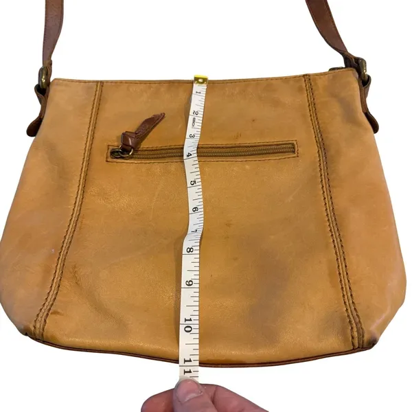 The‎ Sak Tan Brown Leather Crossbody Bag Medium Messenger Purse Zip Pocket Boho - Image 5