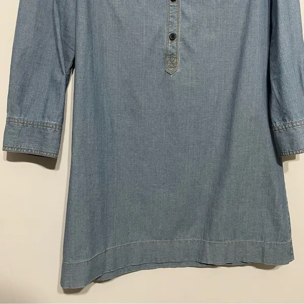 J Crew Chambray Shirt Dress Essential Long Sleeve Cotton Small - Image 3