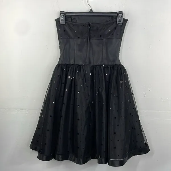 Jessica McClintock For Gunne Sax Black Strapless Netted Embellished Dress 3 - Image 5
