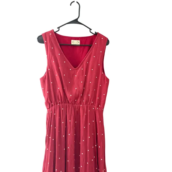 Mia Joy Large Red‎ Polka Dot High-Low Ruffle Midi Dress Boho Kentucky Derby - Image 2