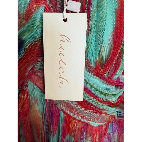 Hutch Corene Strapless Floral Tulle Pleated Maxi Dress Pink Multi Size 20W NWT - Image 4