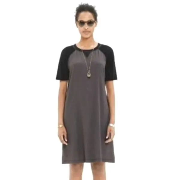 Madewell T-Shirt Mini Dress Short Sleeve Colorblock Gray‎ Black Women XS - Image 2