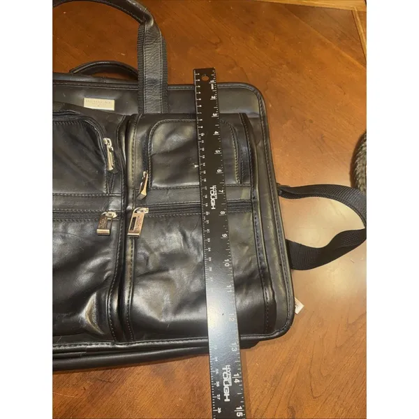 U.S. Luggage New York, Black Leather Expandable Briefcase/ Laptop Bag Travel - Image 5