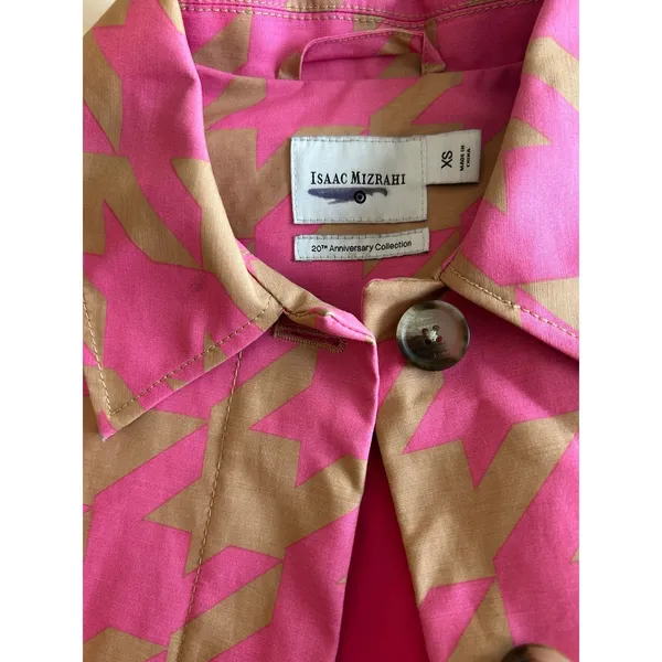 Isaac Mizrahi 20th Anniversary Pink Tan Houndstooth Coat XS Target Mod Preppy - Image 4