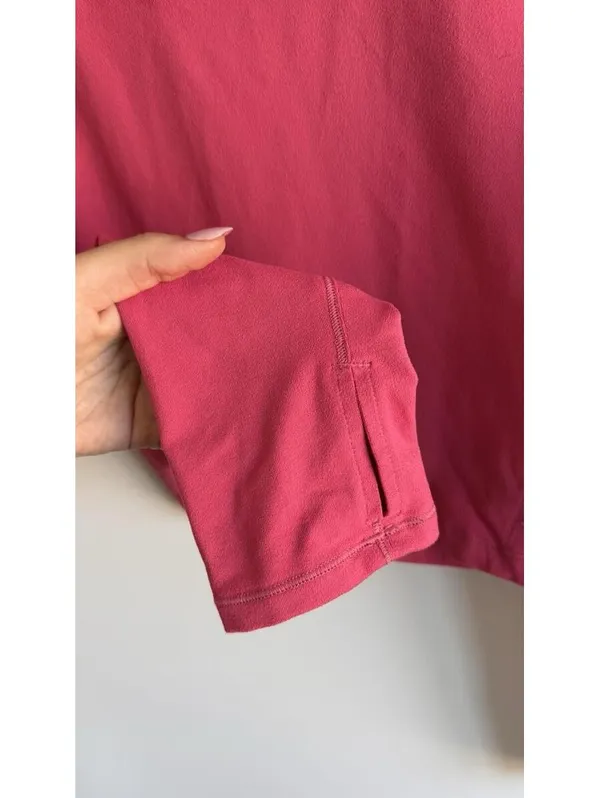 Athleta Shanti Top Dragonfruit Pink Long Sleeve Crop Top Size L - Image 5