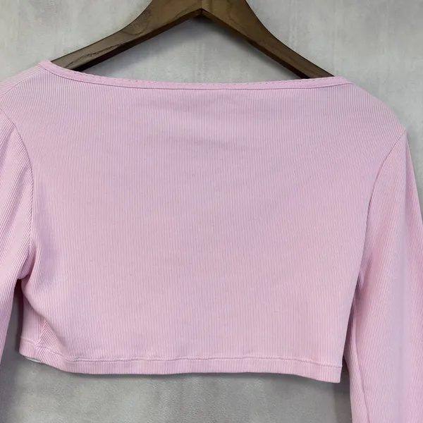 Tommy Jeans Crop Top Women‎ Medium Pink Ribbed Y2K Girly Preppy Ballet Pastel - Image 5