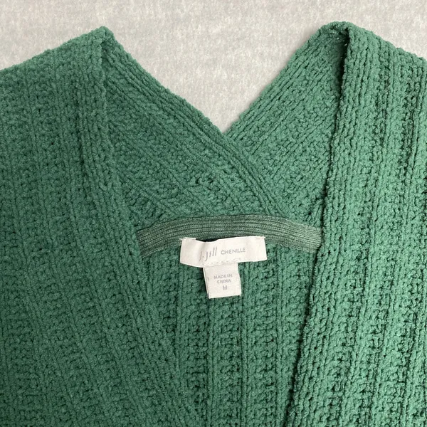 J Jill Sweater‎ Women Medium Green Chenille Knit V Neck Pullover Lucky Feminine - Image 3
