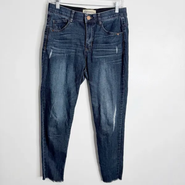 Democracy Ab Technology Blue Distressed Jean Raw Hem Size 6 Stretch‎ Casual - Image 2