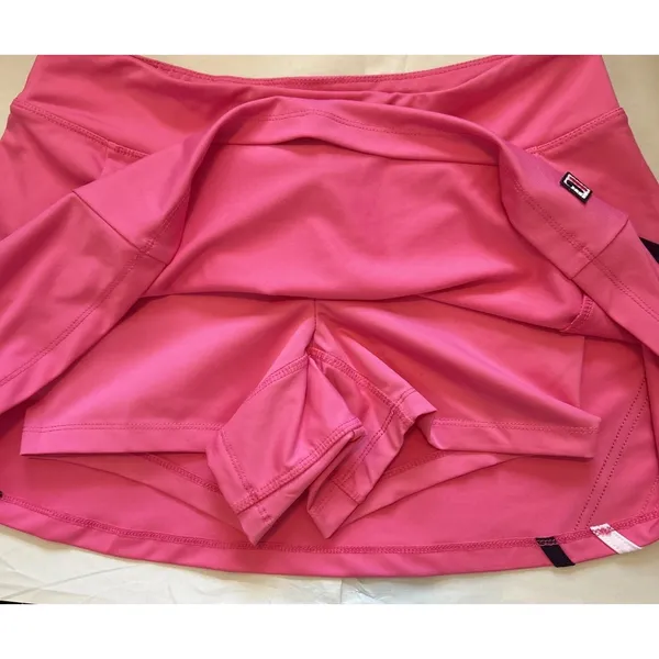 Fila Pink Tennis Skort Womens Medium Built-in Shorts Navy‎ White Side Stripes - Image 3