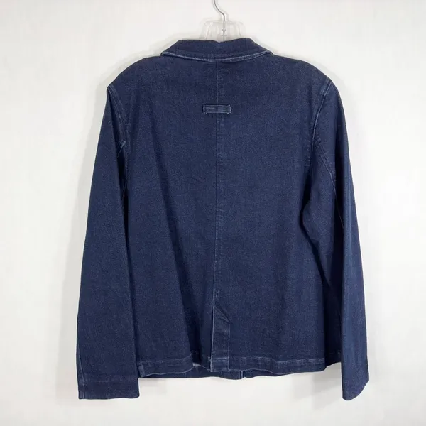 Isaac Mizrahi Medium Denim Jacket Navy Blue Hot Pink Accents‎ Button Down 302 - Image 2