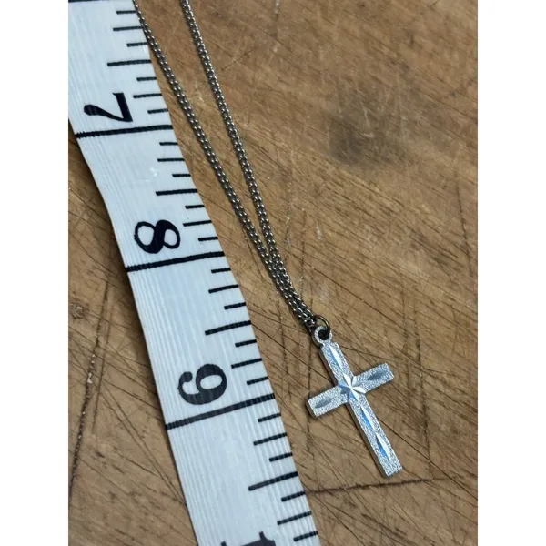 Sterling Silver Cross Necklace With Delicate Chain 18 Inch Length Timeless Relig - Image 3
