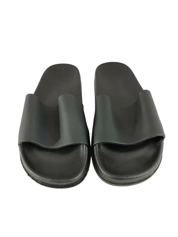Womens Slide Sandals Rubber Slip On Basic Black Size 38 US 7 - Image 2