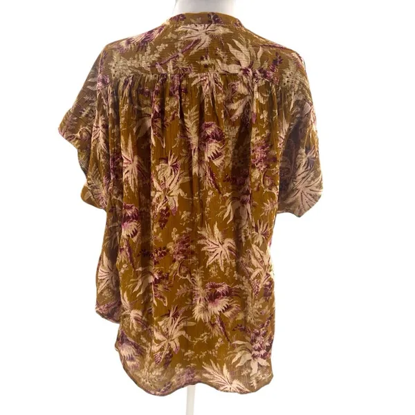 Anthropologie‎ Pilcro Short Sleeve Batwing Floral Button Up Blouse S/M - Image 3