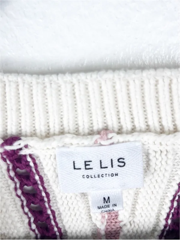 LE LIS 100% Cotton Striped Knit Sweater Vest Medium Preppy Golf Tennis Casual - Image 3
