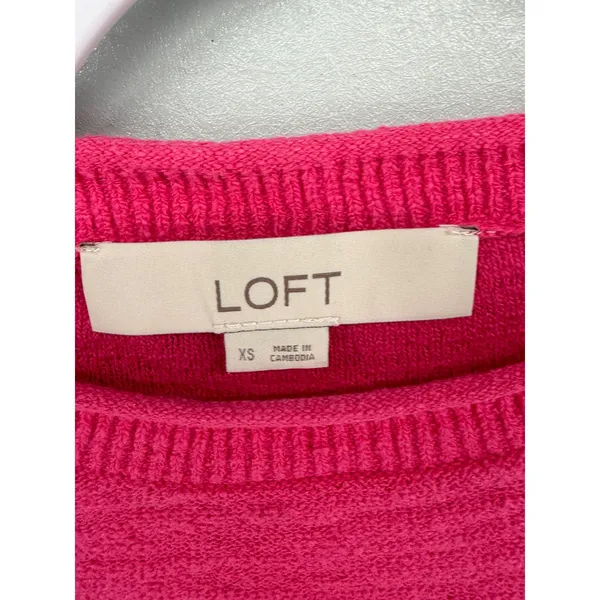 LOFT Womens Sweater Pink‎ Textured Knit Long Sleeve Crew Neck XS - Image 4