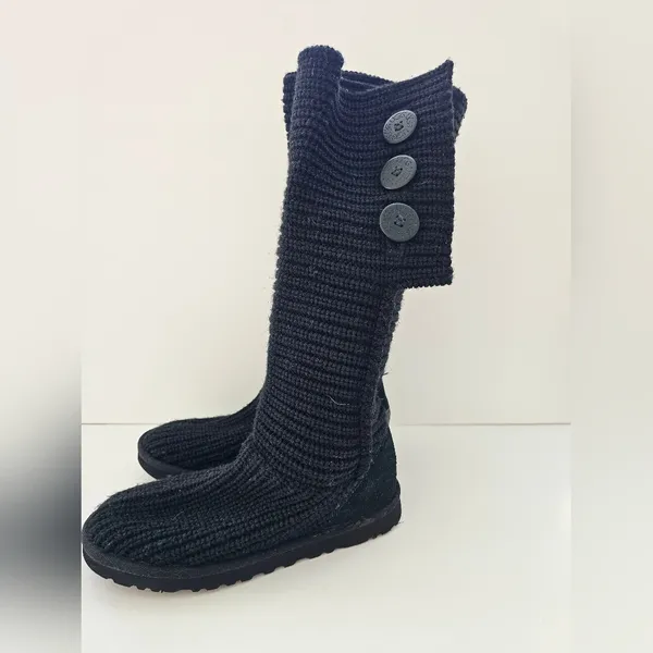 UGG Australia Lattice Cardy Knit Boots Black Size 8 - Image 3