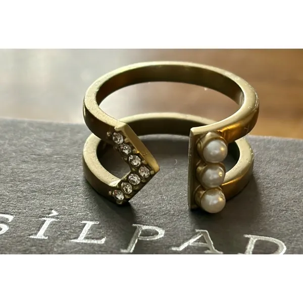 SILPADA “Dotted Pearl” Open Cuff Ring - KRR0124 - Crystal/Brass/Pearl - NWT - Image 4
