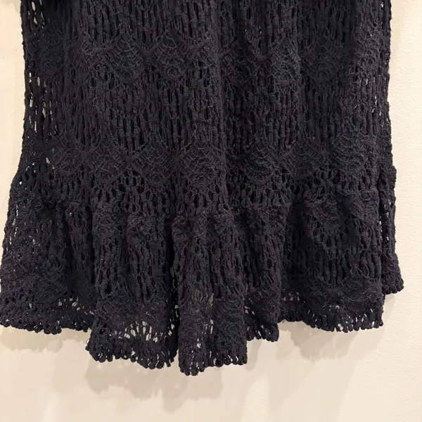 Eberjey Black Crochet Knit Ruffle Hem Swim Cover Up Tunic‎ S/M Boho Resort Wear - Image 7
