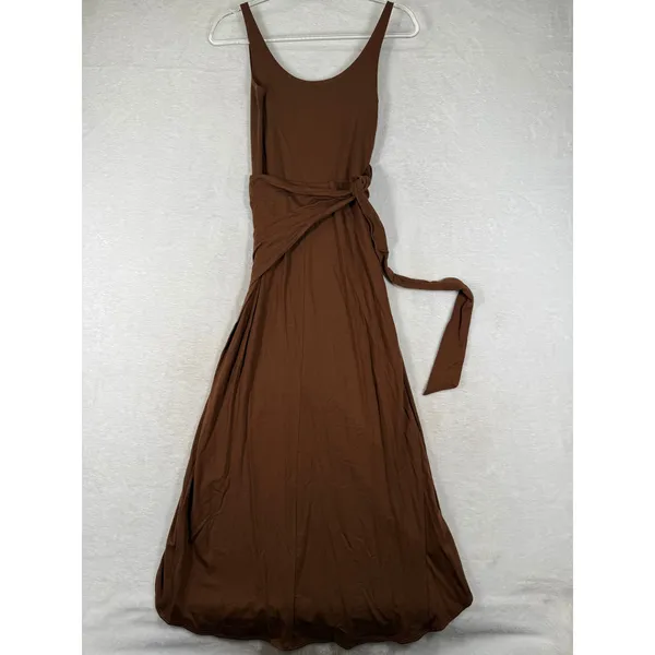 Reformation Brown Tencel Wrap Midi Dress Scoop Neck Sleeveless XS Made in USA - Image 10