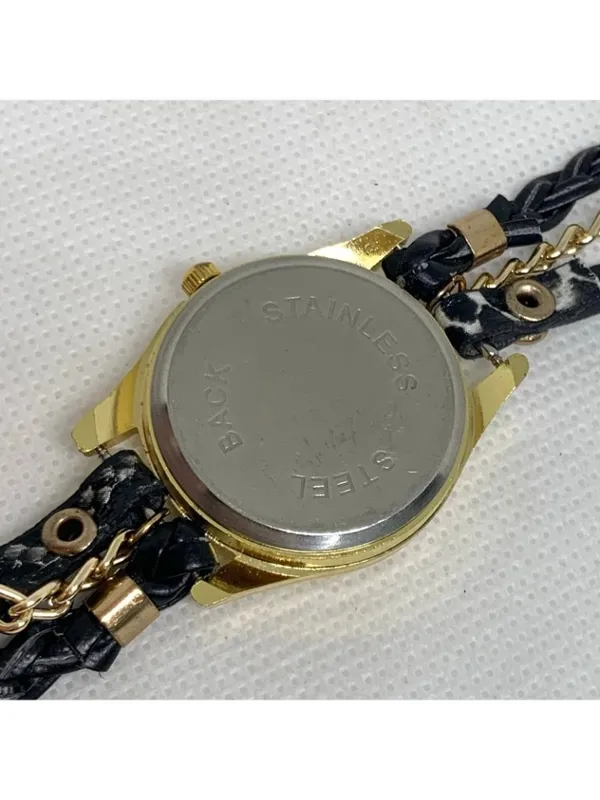Geneva Women's Gold Toned black Wrap Around band watch 28mm up to 6.5” running - Image 6