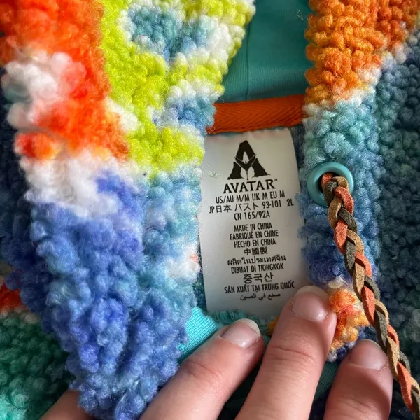 Teal and blue Colorful Fleece Hoodie sweater avatar pandora disney washed - Image 7