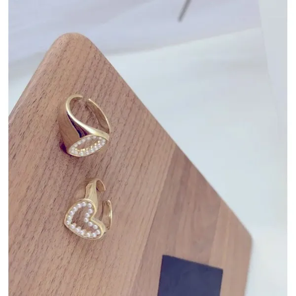 NWT PRETTY SOLID PEARL HEART RING, 18k‎ YELLOW GOLD OVER STERLING SILVER RING - Image 13