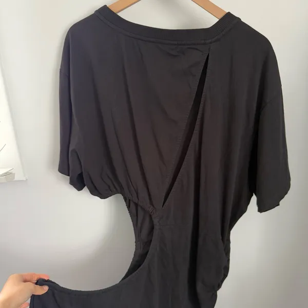 Anthropologie Celandine Large‎ NEW Short-Sleeve Cutout Fitted Mini Dress Black Crew Neck - Image 8