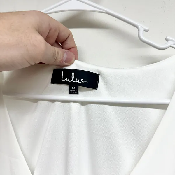 Lulus Women White Off Shoulder Shifting Dears Ivory Long Sleeve Dress Medium‎ - Image 3