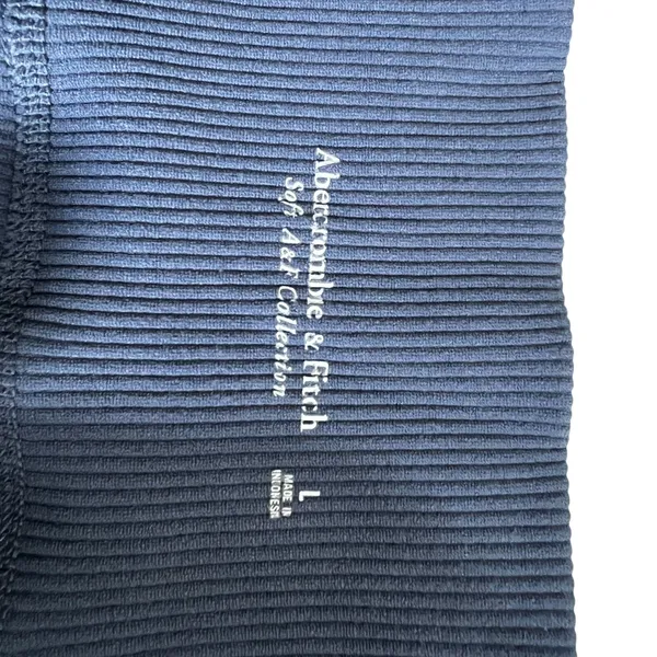 Abercrombie & Fitch Ribbed High Rise Biker Shorts Navy Blue Athleisure Size L - Image 4