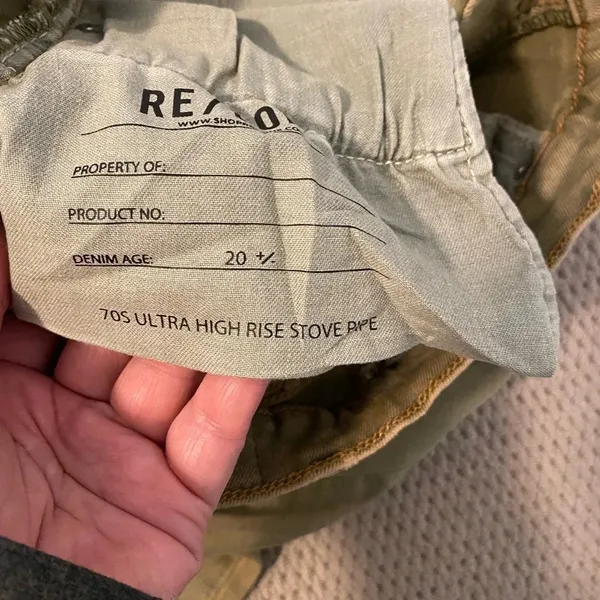 Re/Done NWT 70’s ultra high rise stove pipe raw hem size 26 crop green sage - Image 8