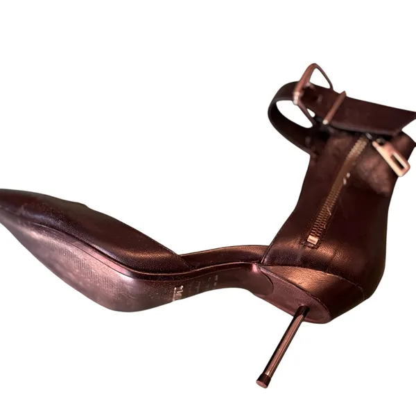 Schutz Black Leather Pointed Toe Ankle Strap Stiletto Heels Size 9 EU 40 in EUC - Image 5