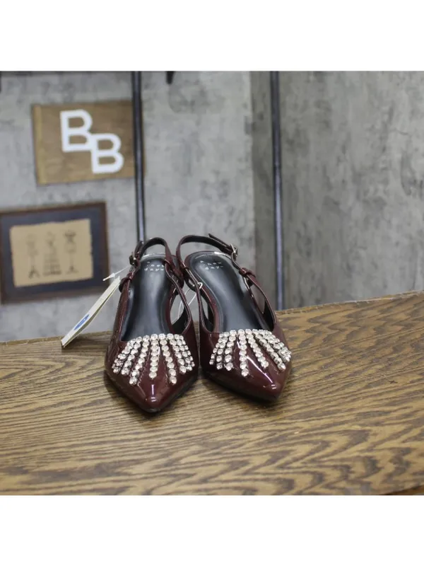 A New Day Womens Serafina Heels Rhinestone Patent 94661782 Burgundy Red 7M - Image 3