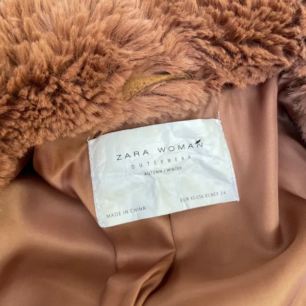 Zara outerwear soft brown fluffy faux fur coat jacket - Image 10
