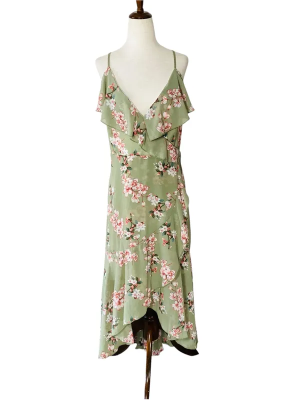ROSEGAL Floral Ruffled High Low Dress Green Size 18 - Image 2